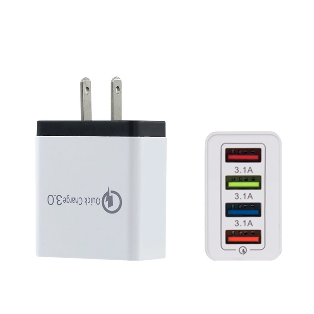 03 black Интеллектуальное зарядное устройство для мобильного телефона США 4USB 5V3A зарядное устройство для путешествий для samsung для Xiaomi для IPhone x для huawei адаптер зарядное устройство - Цвет: 03 black