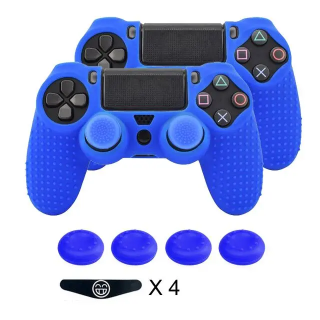 blue Противоскользящий силиконовый резиновый чехол-лягушка для sony Playstation 4 PS4, защитный чехол-накладка для PS4 Slim Pro, 2 шт - Цвет: blue