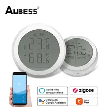 

Aubess Zigbee Tuya Temperature And Humidity Sensor With LED Screen Works With Google Assistant And Tuya Zigbee Hub Smart Home