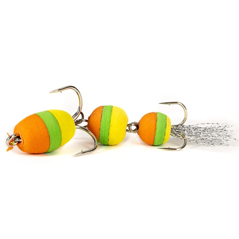  Fishing Tackle Multicolor Artificial Lure High Carbon Steel Foam 2PCS Fishing Lure Swim Bait Soft L