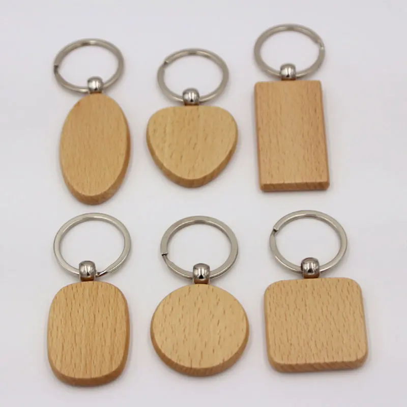 

Key Chain Wooden Rectangle Round 20PCS/Lot Wood keychains Key Tags Promotional Gifts DIY Promotion Customized Unique Blank