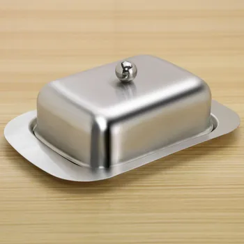 

Stainless Steel Butter Dish Box Container Cheese Server Storage Keeper Tray With Fruit Salad Cheese Dish Box Case