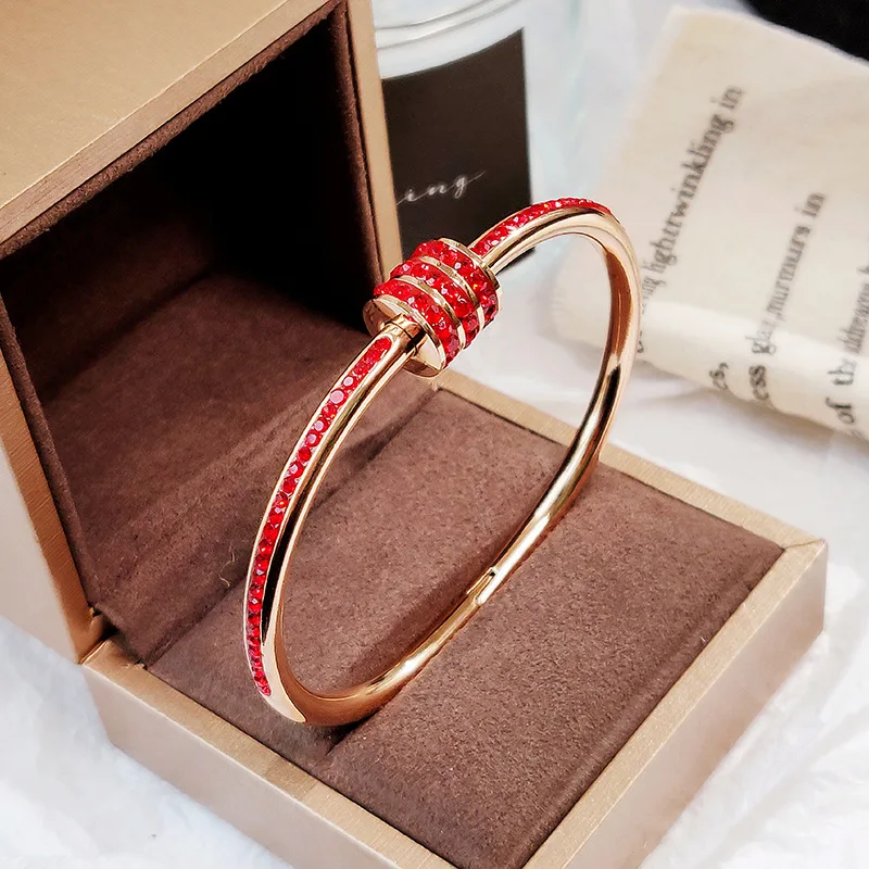 

2019 Stainless Steel Zircon rose Gold Bracelets Crystal Women Simple does not fade Stylish Valentine's Day gift A-033