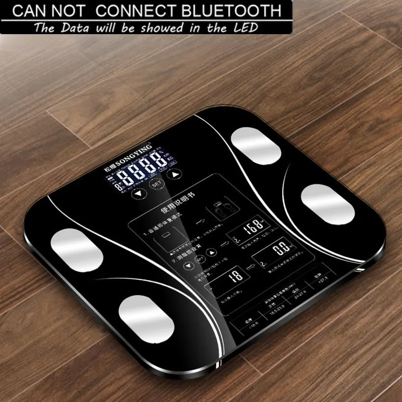 Black Smart Body Fat Scale lcd цифровой беспроводной телефон получить ИМТ монитор веса анализатор здоровья фитнес похудение инструменты весы - Цвет: Black