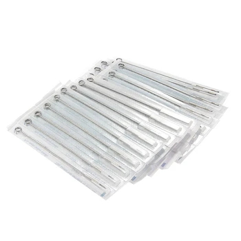 

50 Disposable Sterile Tattoo Needles Stainless Steel Round Shader Size 14RS