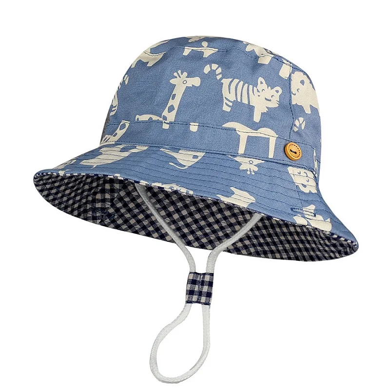 Baby Accessories luxury	 Summer Baby Bucket Hats with Adjustable Strap Cartoon Printed Children Sun Protection Panama Hat Boys Girls Beach Outdoor Caps car baby accessories