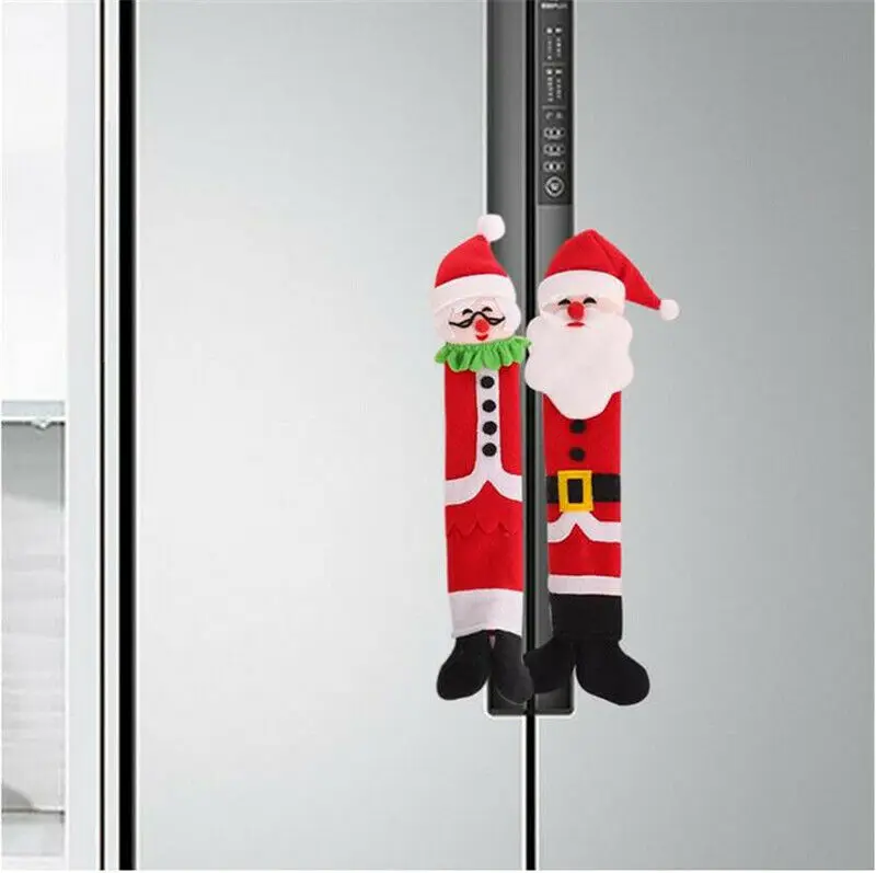 3Pcs/set Fridge Microwave Door Handle Cover Protective Snowman Christmas Home Decor