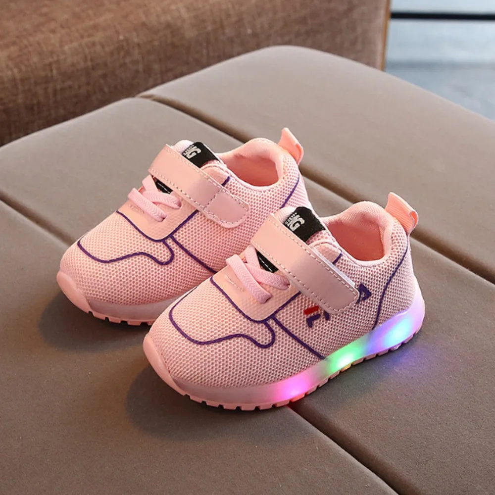 Pink White Black Nonslip Boys Toddler Boy Sneakers Children Baby Girls Led Light Luminous Running Sports Sneaker Running Shoes