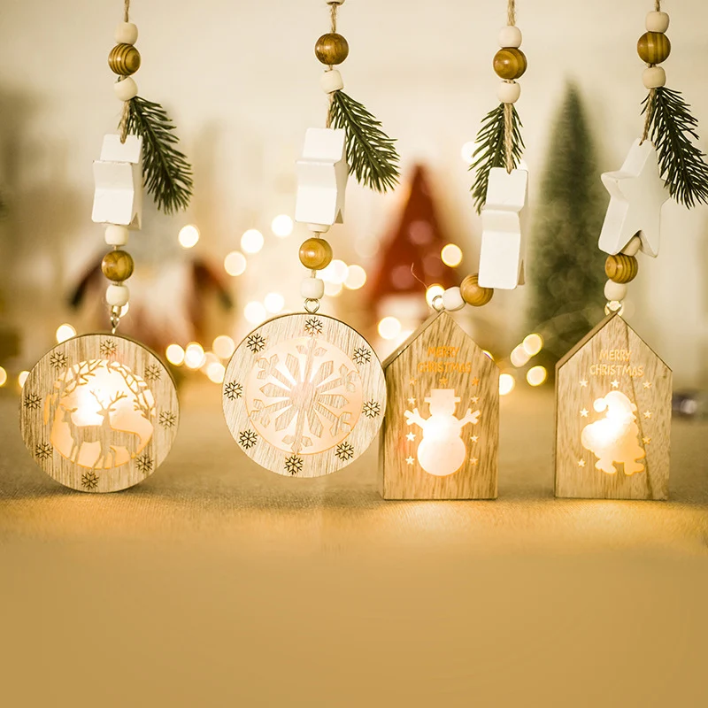 

Wooden Decorative Light Pendant Hanging Decoration Ornaments for Christmas Tree Party DC112
