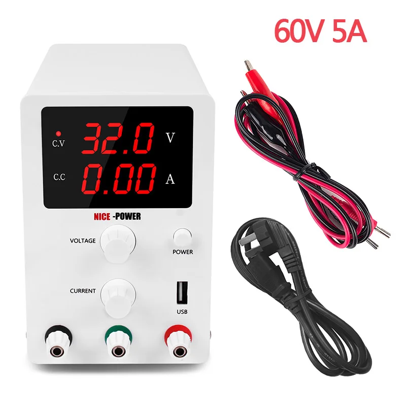 60V 5A(white) Высокоточный Регулируемый лабораторный источник питания с регулируемым напряжением 30 в 10 А источник питания регулятор напряжения и тока 30 в - Цвет: 60V 5A(white)