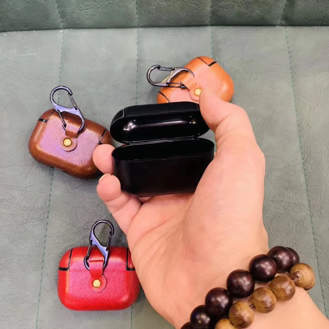 PU чехол для Airpods Pro Чехол кожаный чехол для наушников для Apple Air Pods Pro 3 Наушники Earpods крючок для наушников-вкладышей зарядная коробка