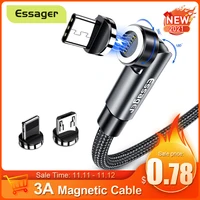 Essager 540 Rotate Magnetic Cable 3A Fast Charging Micro USB Type C Cable For iPhone Xiaomi Magnet Charger Phone Data Wire Cord 1