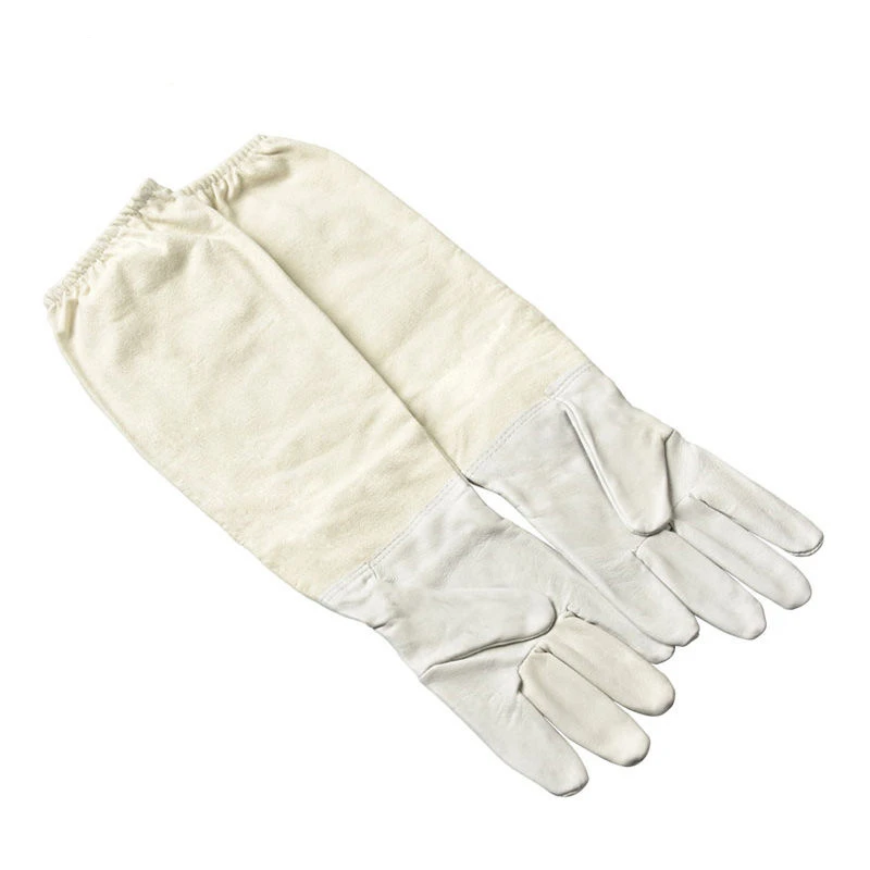 1 Set Beekeeper Bee Suit Smock Clothing + Beekeeping Protective Goatskin Gloves Gray Unisex Beekeeping Safety Clothing