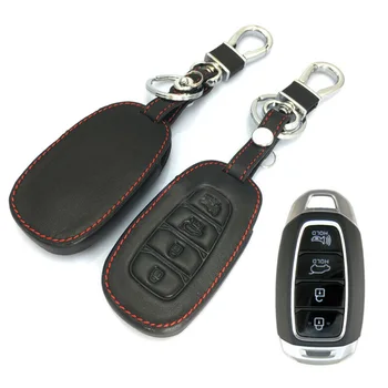 

Black 4 Buttons Remote Key Fob Bag Premium Soft Leather Cover Case Fit For Elantra GT Azera Car Accessories