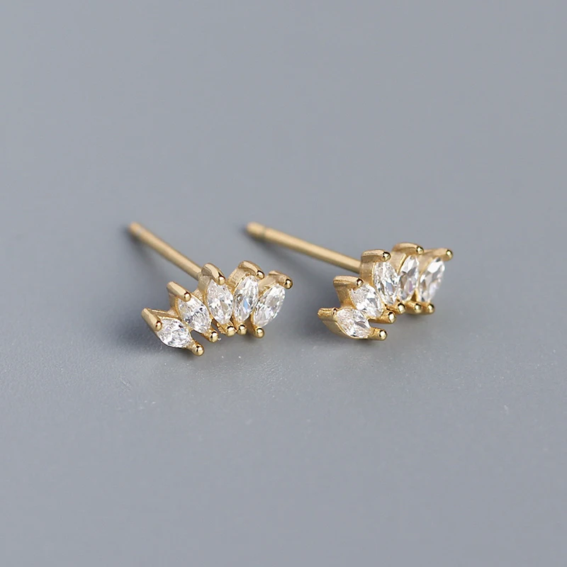 Silver Stud Earrings Silver Earrings Womens Earrings WANTME Luxury Genuine 925 Sterling Silver White Zircon Horse Eye Stud Earrings for Women Chic Office Youth Jewelry Accessories