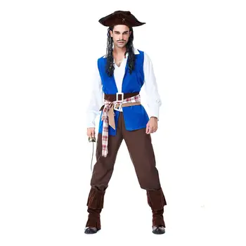 

Pirate Captain Costume Halloween Fancy Dress Men Pirate Cosplay Party Outfit Adults Carnival Role Play Game Suit Male Clothing