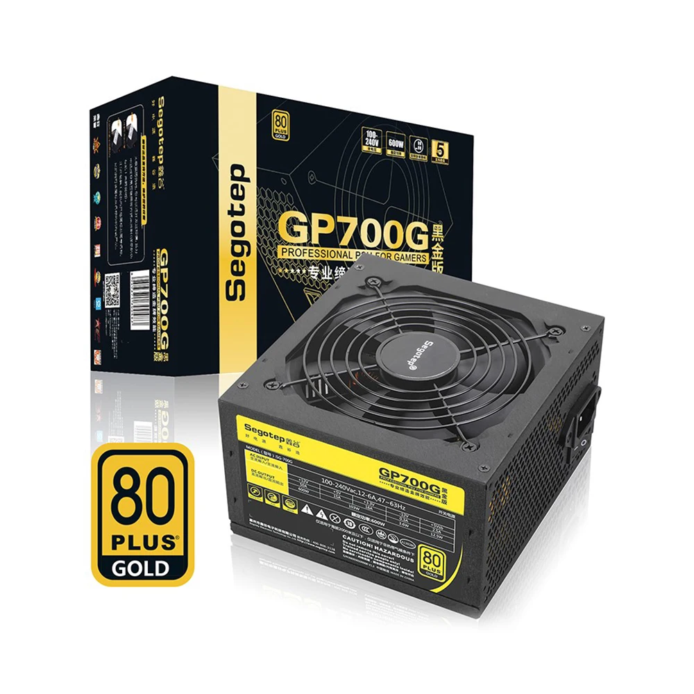 Segotep 600 Вт GP700G PC компьютерный блок питания игровой 12 В активный PFC 80Plus ЗОЛОТОЙ