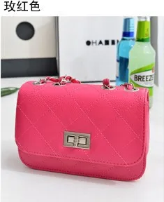 Артикул turn bag2019 Новая Бриллиантовая решетка цепи хан издание на одно плечо сумка Мода aslant маленькая сумка сумочка - Цвет: Hot Pink