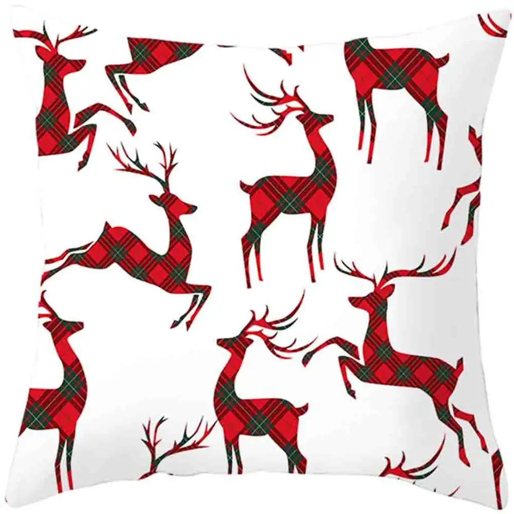 

9 Styles Merry Christmas Tree Elk Deer Print Cushion Cover Pillow Case Decorative Pillows For Sofa Couch Car Seat Beds Decor A10