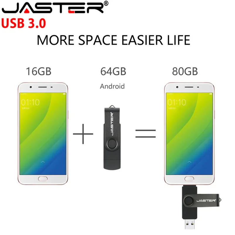 Металлический USB флеш накопитель JASTER 3 0 OTG 16 ГБ Флешка 2 в 1 Micro 32 64 128 256 ГБ|USB