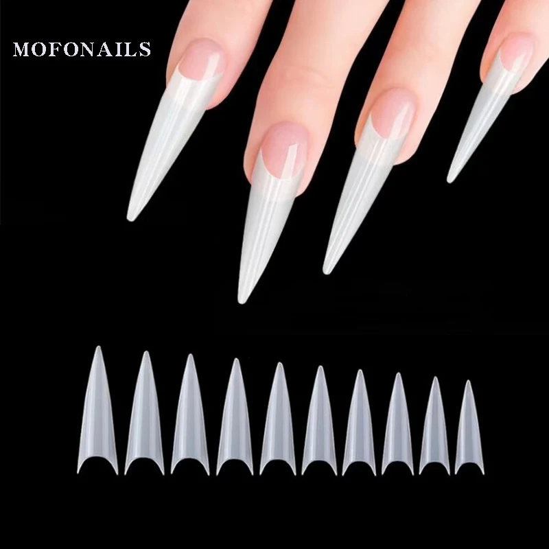 

France Extra Long Nail Tips 500pcs With Korean Packing False Tip Clear Natural Nail Fake False Tips For Salon Build Nail Tips,t