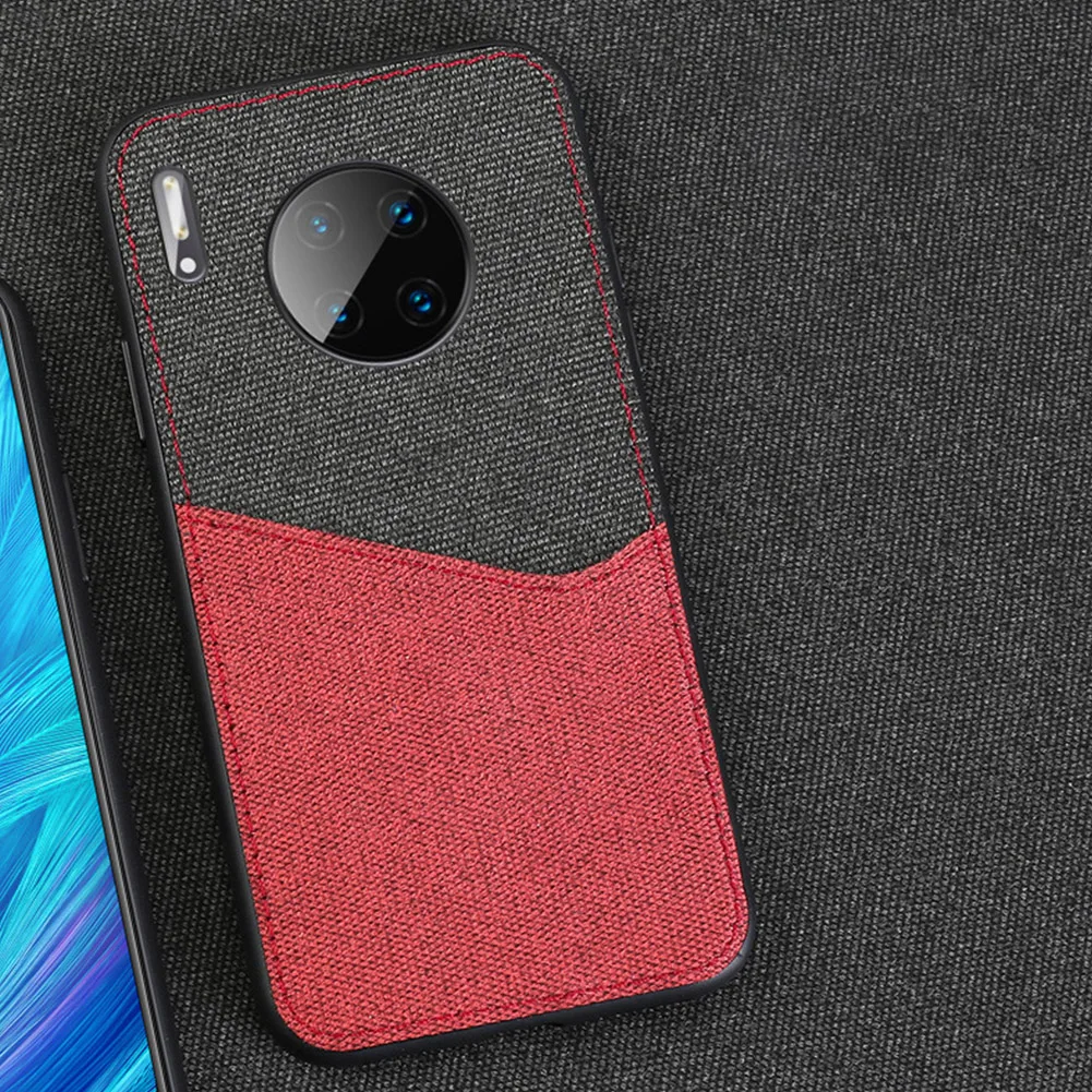 Тканевый чехол с отделениями для карт для iPhone 11 Pro Max, мягкая ТПУ Рамка, ударопрочный кошелек, чехол для huawei mate 30 Pro - Цвет: Black Red