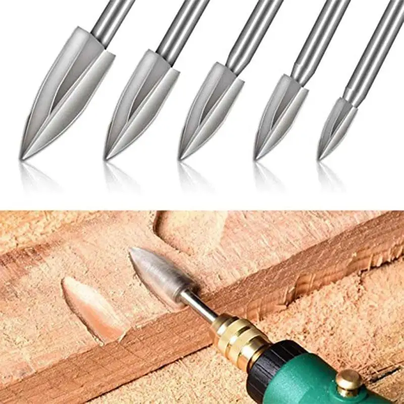 5PCS Wood Carving Drill Bit Steel Carving Drill Bit Set Used for Woodworking Carbide Solid Grinding Drill Bit Carving Engraving wood pellet maker