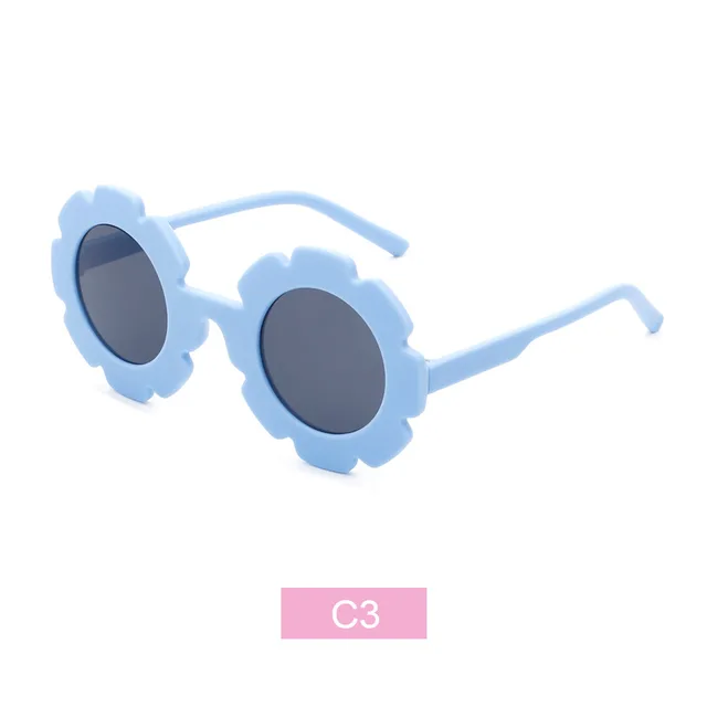 Free shipping   sunflower children's Sunglasses Cute Baby Flower Sunglasses cartoon fashion colorful children's petal glasses Light Blue