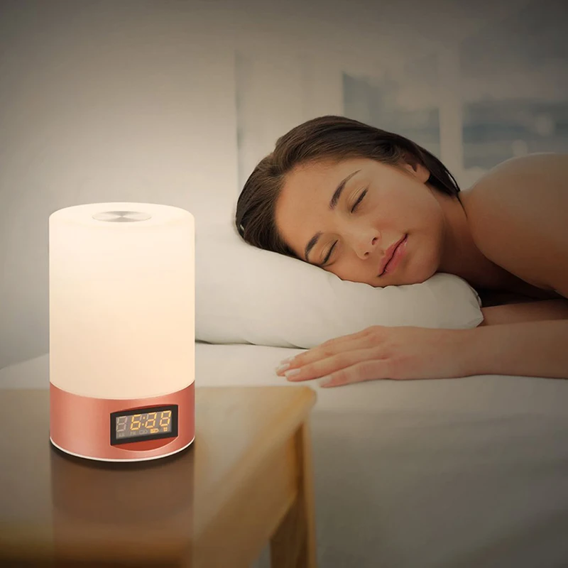 

Eshoo Led Night Light Alarm Clock Touch Control Dimmable Table Lamp Colorful Wake Up Lighting Home Tools for office car display
