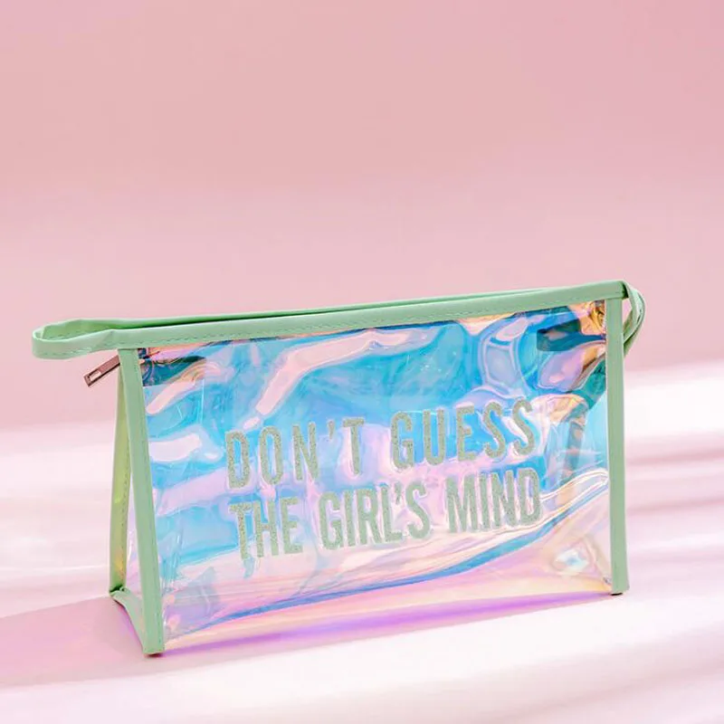 1pc Pencil Case Kawaii Storage Bag Travel Portable Waterproof Wash Bag Creative Transparent Large Capacity Storage Pen Case - Цвет: green