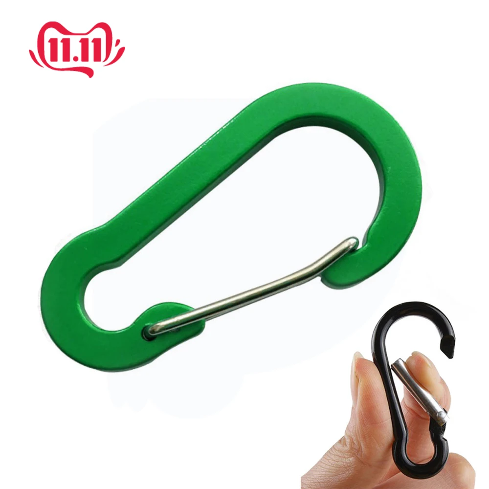 Lot of 5 D-Ring Aluminum Carabiner Keyring Chain Snap Hook Clip Camping Keychain