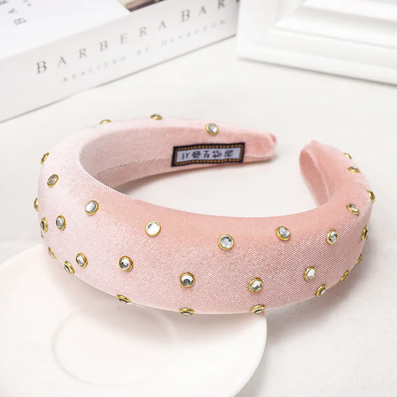 Haimeikang Rhinestone Headwear Sponge Wide-brimmed Headband Fashion Ins Net Red Hair Hoop Thick Winter Hair Accessories