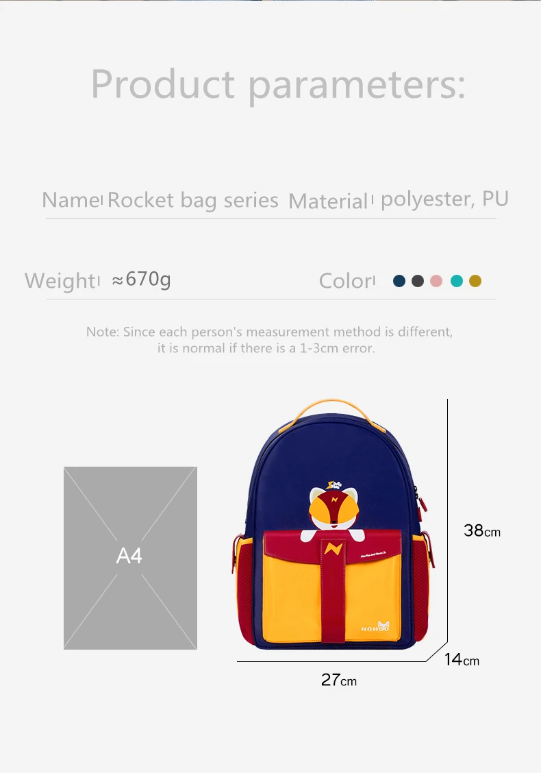 Nohoo new bag large capacity waterproof polyester PU protection spine mochila sac a dos enfant 7-12 year old Children's backpack