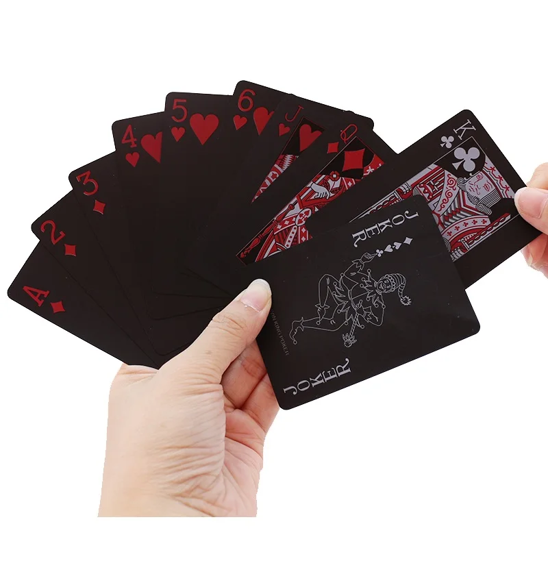 PVC Plastic Playing Cards Set Deck Poker Waterproof Game Poker Cards Party Magic Tricks Tool Black Gold 54 Pcs Creative Gift