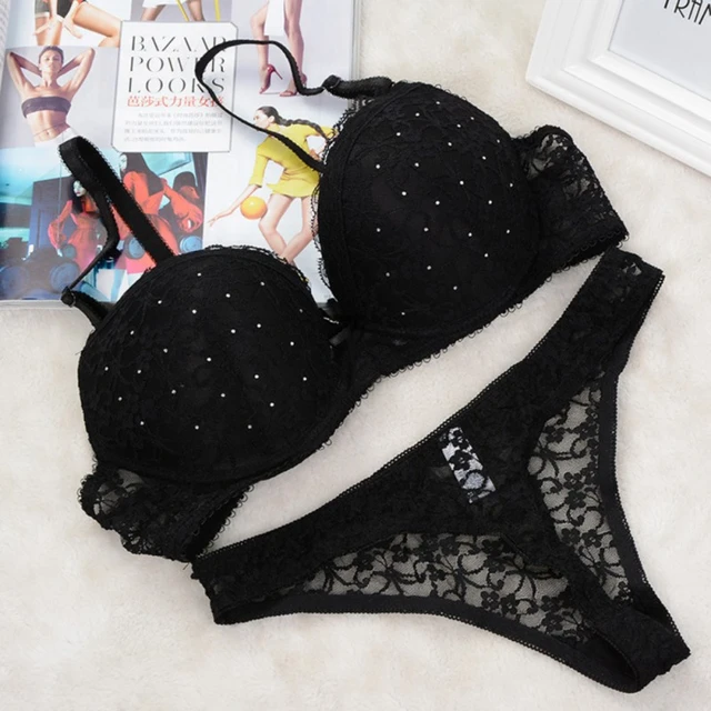 Deep V Lace Surface Push Up Sexy Bra Panty Sets Matching Bow G-string  Comfortable Underwear Women Lingerie Set Intimates - Bra & Brief Sets -  AliExpress