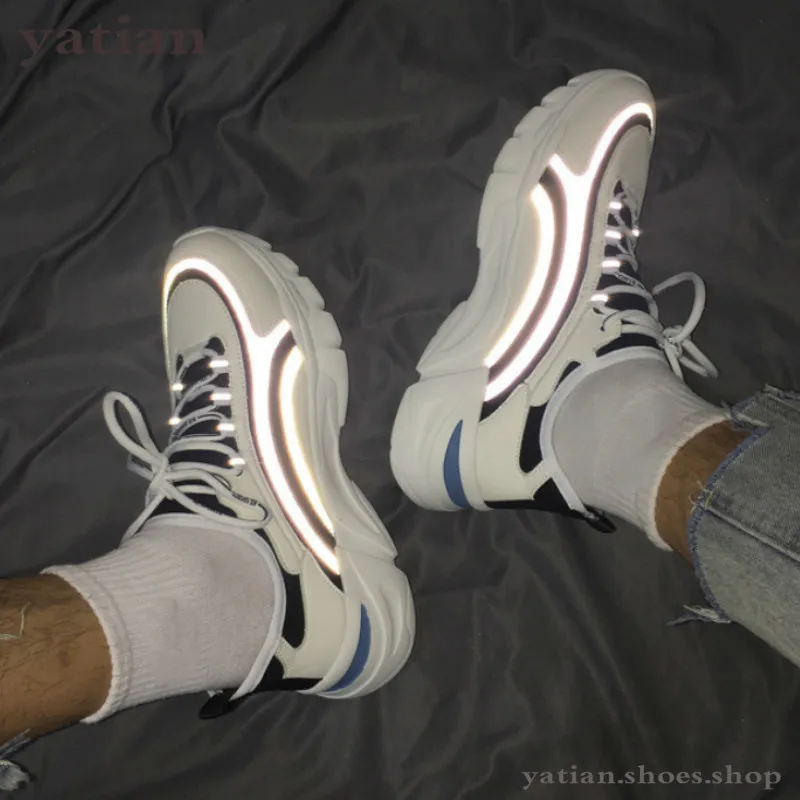 

Trendy mesh Reflective Men Sneakers Retro Shoes for men Platform Sport Shoes Chunky Male vulcanized breathable shoes AG-29