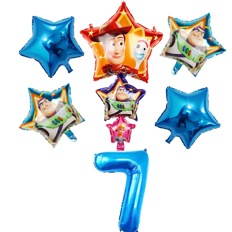 Balloons-21-1Set 1 набор,, игрушечный Сказочный светильник Базз, год, воздушные шары из мультфильма, фольга, гелий, 32 дюйма, цифры, синие воздушные шары, История игрушек, шары с днем рождения - Цвет: Balloons-21-1Set