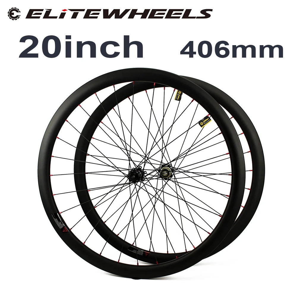 - ELITEWHEELS 20inch 406mm Disc Brake Carbon Wheelset Novatec D791D792 Hub 20 Inch 30 38 45mm Clincher Carbon Rims For Cycling