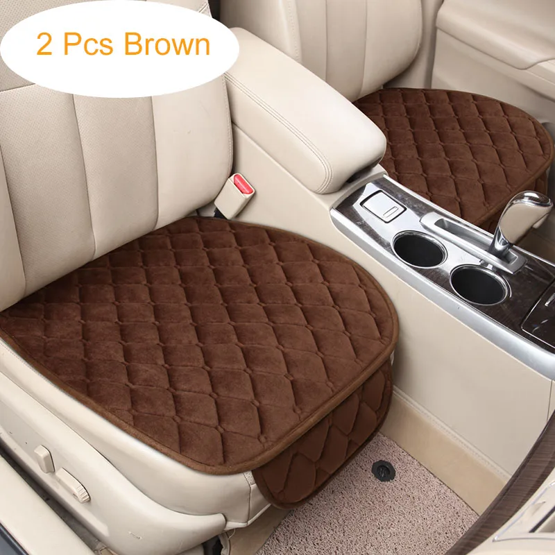 2 pcs Brown Чехол для автомобильного сиденья, Зимняя Теплая Бархатная подушка для сиденья, универсальная Передняя Задняя задняя подушка для сиденья для внедорожника, защита для автомобильного сиденья - Название цвета: 2 pcs Brown