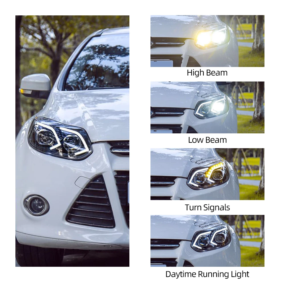 CSCSNL 2 шт. для Ford Focus фары для 2012 2013 Фокусировка фары светодиодные DRL передние Биксеноновые линзы двойной луч HID комплект