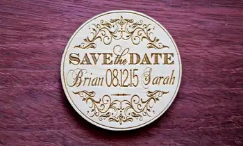 

Circle Magnets, Wedding Favor, Wooden Save the Date, Wood save the date Magnet,Laser Engraved, Rustic Wedding, Wedding Save the