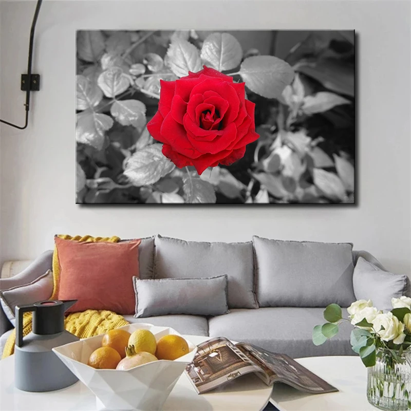 

Modern Art Red Rose Flower Canvas Painting Picture Posters Prints Wall Art Picture Quadro Living Room Home Decorative Paintings