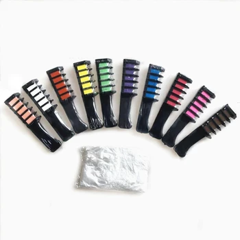 

10 Colors/set Hair Dye Mascara Hair Color Chalk Design Crayons Temporary Pink Grey Purple Blue Black Hair Dye Comb Easy To Use
