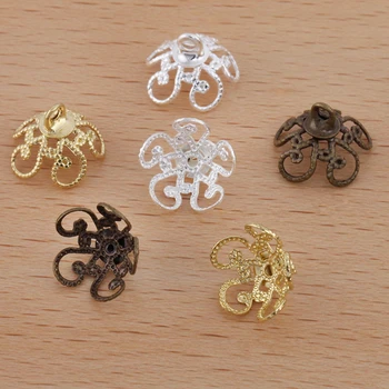 

100 Pcs 10mm Copper Filigree End Bead Cap Charms Pendant End Covering Caps For Jewelry Making Findings