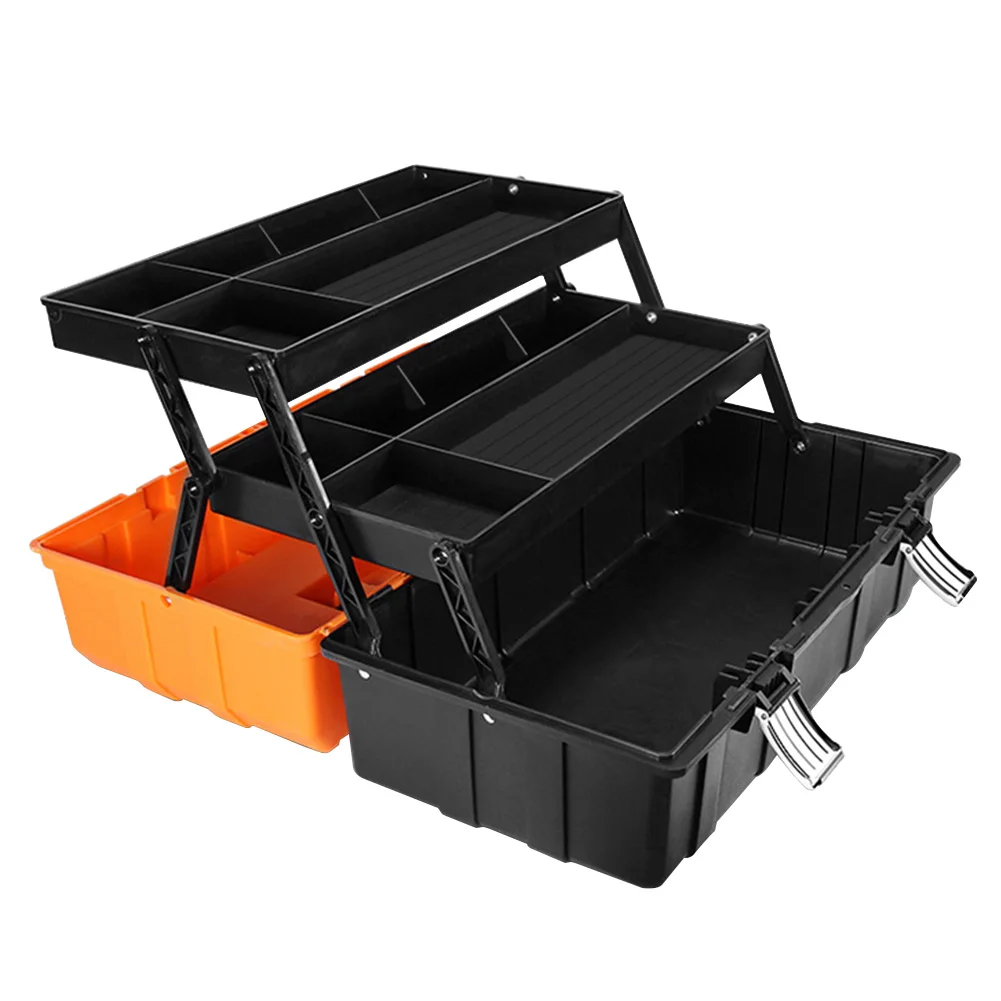 

17inch Practical Durable Organizer Craft Repair Multifunction Tool Box Household Foldable Storage Case Three Layers Portable