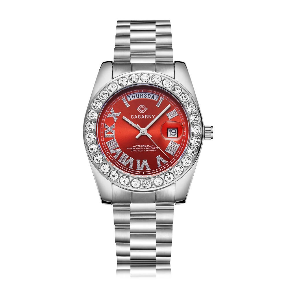 

Cagarny Role Men Watches Luxury Brand Fashion Quartz Waterproof Watch Hip Hop Iced Out Diamond Steel Clock relogio masculino