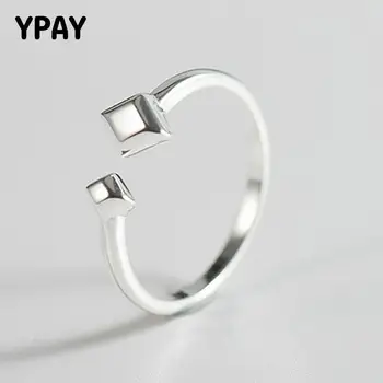 

YPAY 100% 925 Sterling Silver Rings for Women Fine Jewelry Adjustable Double Prismatic Open Ring Toe Engagement Jewelry YMR481