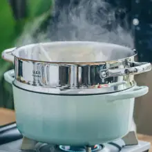 Чехлы пароварки эмалированный чугун кастрюля 304 Пароварка из нержавеющей стали Бытовая антипригарная Эмаль 24 26 см