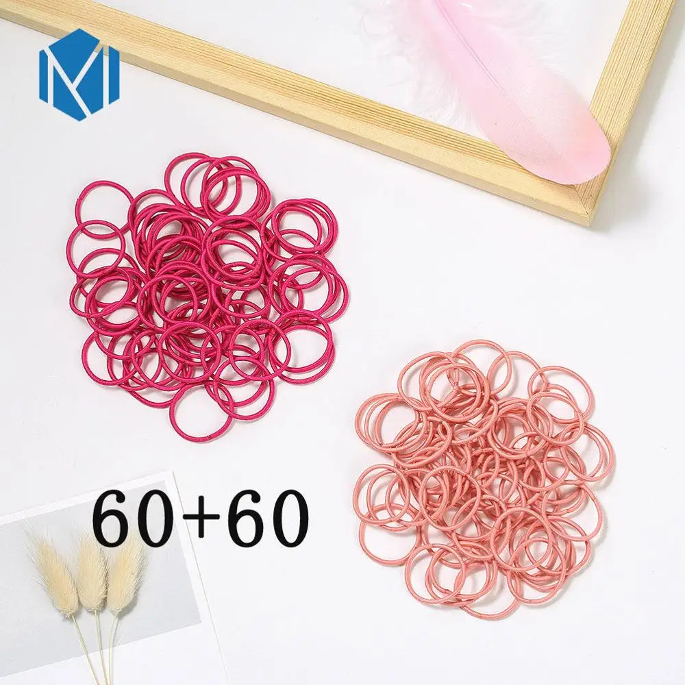 120pcs H M MISM 60/120 шт./лот резинки красочные аксессуары для волос для девочек 3 см резинка для волос - Цвет: 120pcs H