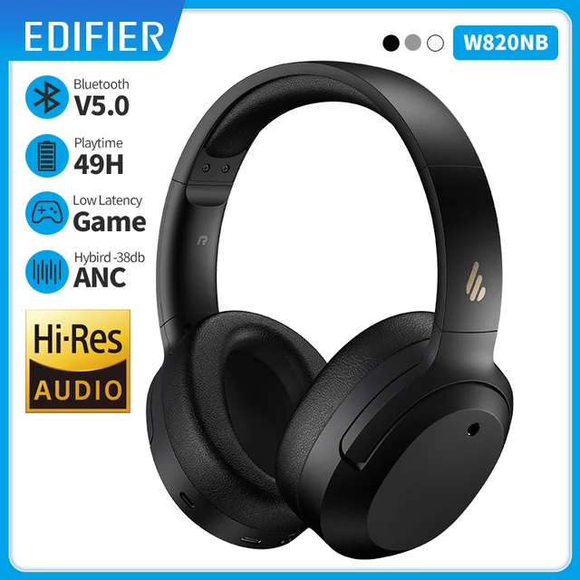 EDIFIER W820NB ANC Wireless Headphones Bluetooth Headsets Hi-Res Audio Bluetooth 5.0 40mm Driver Type-C Fast Charge Hybrid ANC 1